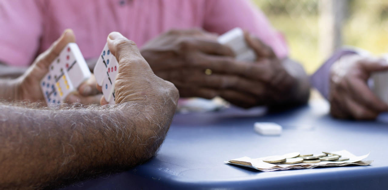 players playing mexicain train dominoes